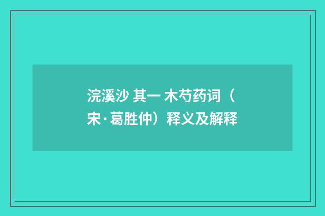 浣溪沙 其一 木芍药词（宋·葛胜仲）释义及解释