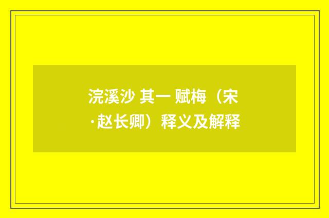浣溪沙 其一 赋梅（宋·赵长卿）释义及解释