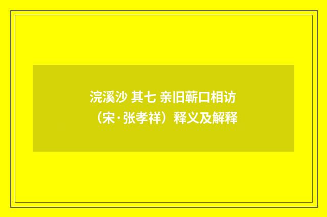 浣溪沙 其七 亲旧蕲口相访（宋·张孝祥）释义及解释