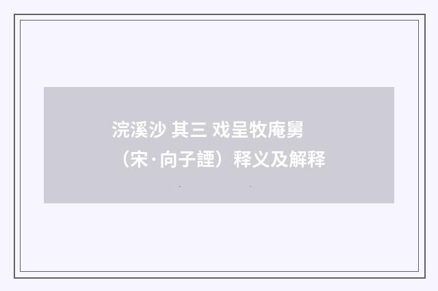 浣溪沙 其三 戏呈牧庵舅（宋·向子諲）释义及解释