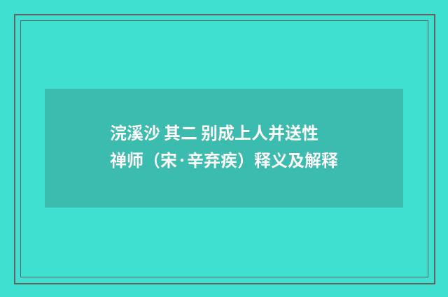 浣溪沙 其二 别成上人并送性禅师（宋·辛弃疾）释义及解释