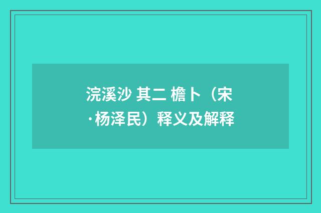 浣溪沙 其二 檐卜（宋·杨泽民）释义及解释