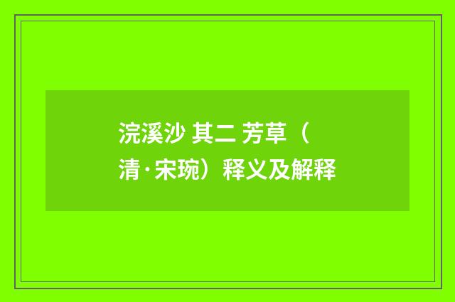 浣溪沙 其二 芳草（清·宋琬）释义及解释
