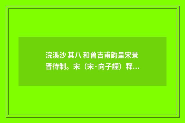浣溪沙 其八 和曾吉甫韵呈宋景晋待制。宋（宋·向子諲）释义及解释