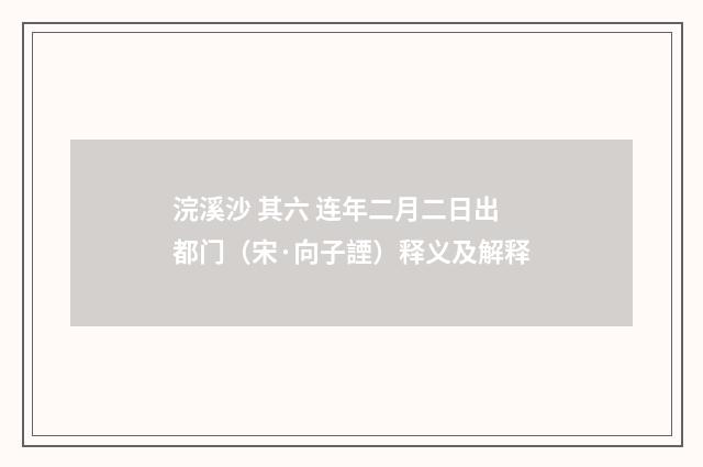 浣溪沙 其六 连年二月二日出都门（宋·向子諲）释义及解释