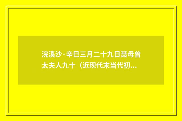 浣溪沙·辛巳三月二十九日聂母曾太夫人九十（近现代末当代初·袁荣法）释义及解释