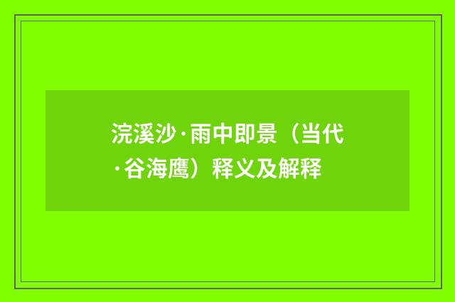 浣溪沙·雨中即景（当代·谷海鹰）释义及解释