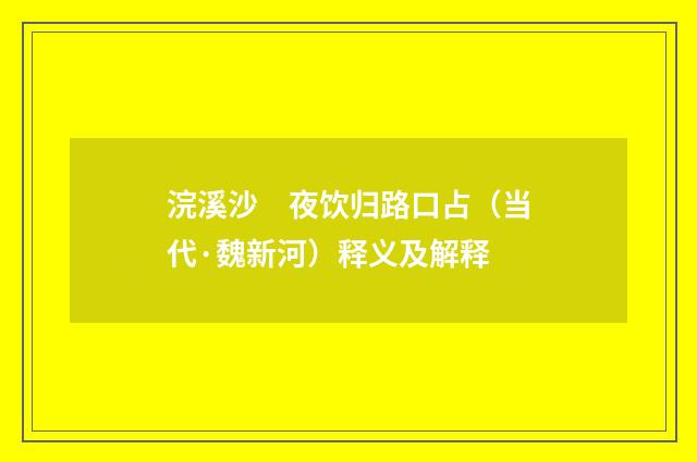 浣溪沙　夜饮归路口占（当代·魏新河）释义及解释