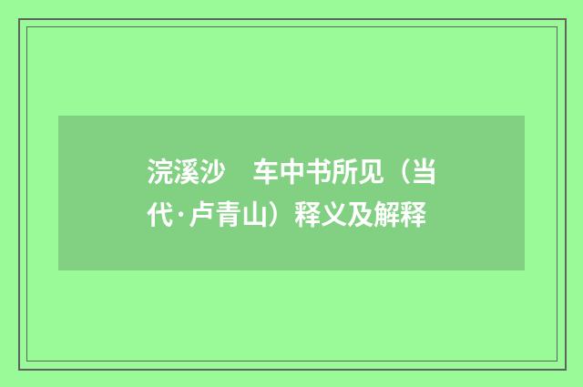 浣溪沙　车中书所见（当代·卢青山）释义及解释