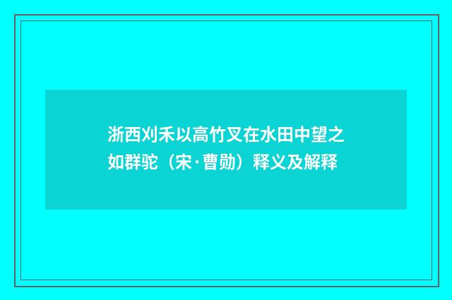浙西刈禾以高竹叉在水田中望之如群驼（宋·曹勋）释义及解释