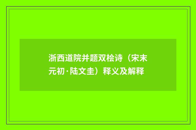 浙西道院并题双桧诗（宋末元初·陆文圭）释义及解释