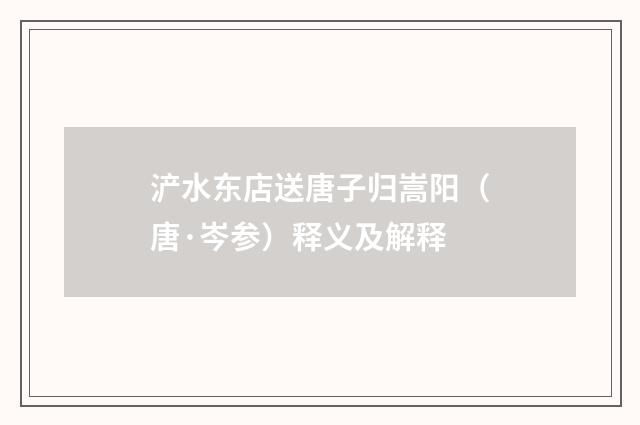 浐水东店送唐子归嵩阳（唐·岑参）释义及解释