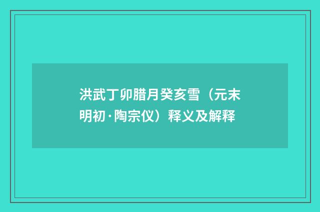 洪武丁卯腊月癸亥雪（元末明初·陶宗仪）释义及解释