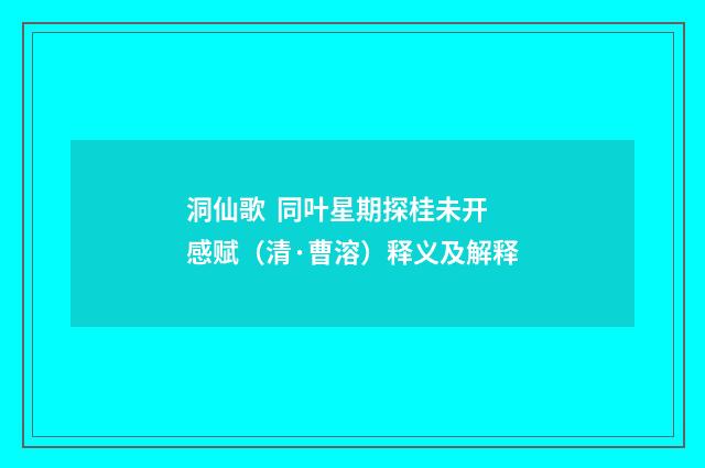 洞仙歌 同叶星期探桂未开感赋（清·曹溶）释义及解释