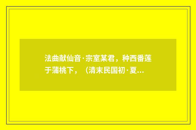 法曲献仙音·宗室某君，种西番莲于蒲桃下，（清末民国初·夏孙桐）释义及解释