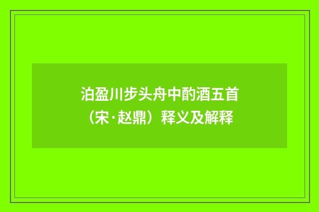 泊盈川步头舟中酌酒五首（宋·赵鼎）释义及解释