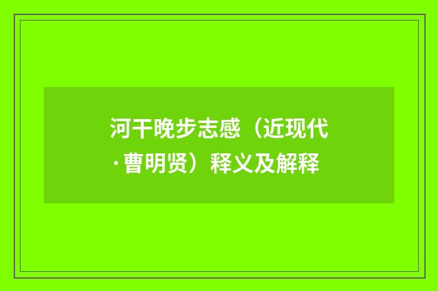 河干晚步志感（近现代·曹明贤）释义及解释