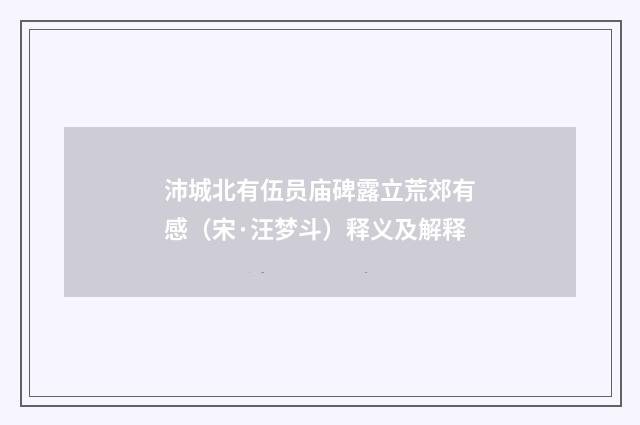 沛城北有伍员庙碑露立荒郊有感（宋·汪梦斗）释义及解释