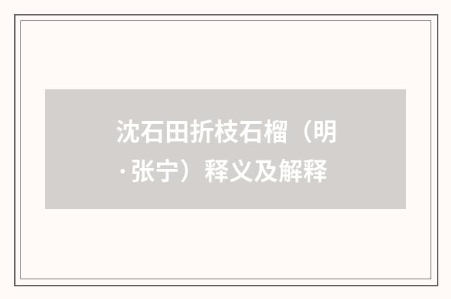 沈石田折枝石榴（明·张宁）释义及解释