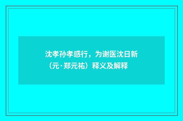 沈孝孙孝感行，为谢医沈日新（元·郑元祐）释义及解释