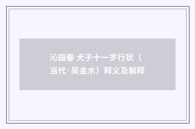 沁园春 犬子十一岁行状（当代·吴金水）释义及解释
