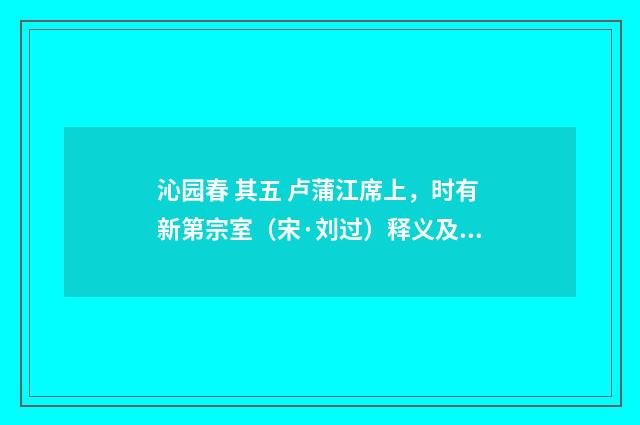 沁园春 其五 卢蒲江席上，时有新第宗室（宋·刘过）释义及解释