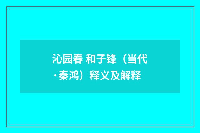 沁园春 和子锋（当代·秦鸿）释义及解释