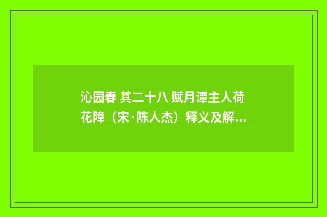 沁园春 其二十八 赋月潭主人荷花障（宋·陈人杰）释义及解释