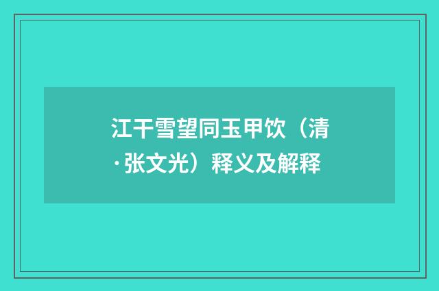 江干雪望同玉甲饮（清·张文光）释义及解释