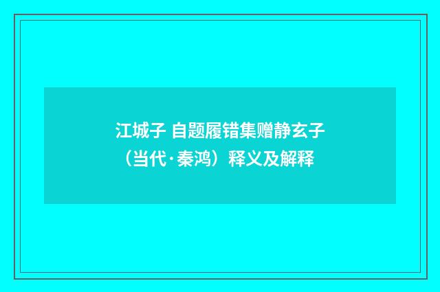 江城子 自题履错集赠静玄子（当代·秦鸿）释义及解释