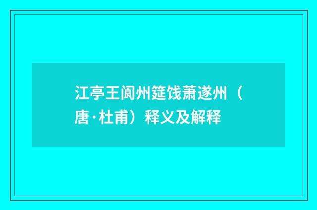 江亭王阆州筵饯萧遂州（唐·杜甫）释义及解释