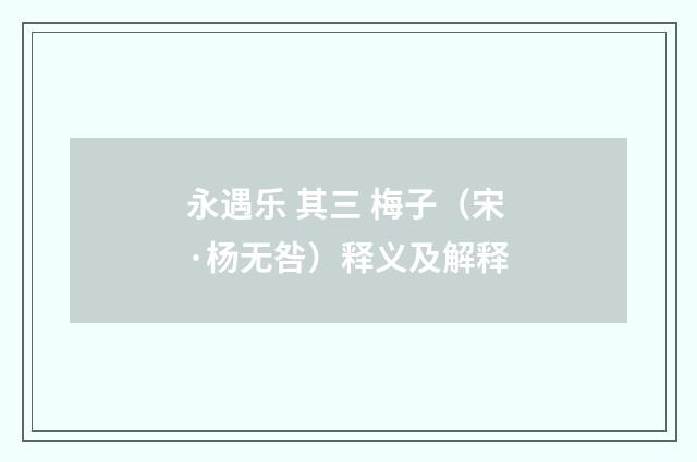 永遇乐 其三 梅子（宋·杨无咎）释义及解释