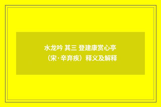 水龙吟 其三 登建康赏心亭（宋·辛弃疾）释义及解释
