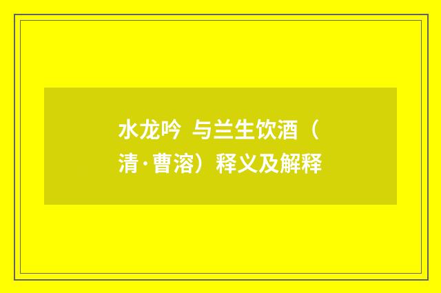 水龙吟 与兰生饮酒（清·曹溶）释义及解释