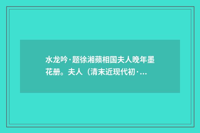 水龙吟·题徐湘蘋相国夫人晚年墨花册。夫人（清末近现代初·章钰）释义及解释