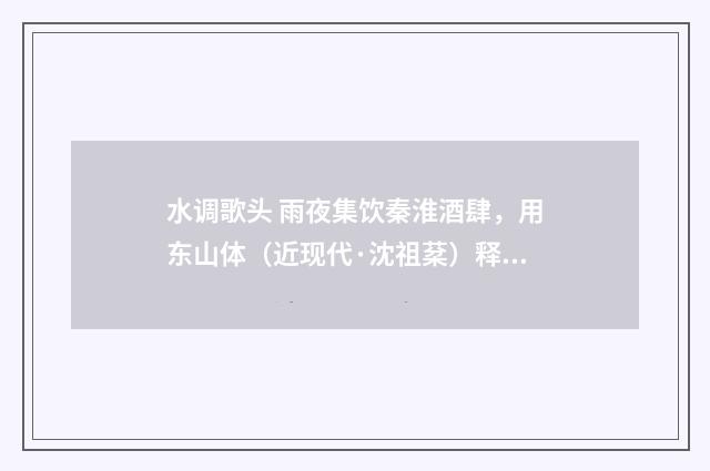 水调歌头 雨夜集饮秦淮酒肆，用东山体（近现代·沈祖棻）释义及解释