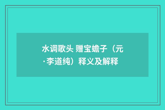 水调歌头 赠宝蟾子（元·李道纯）释义及解释