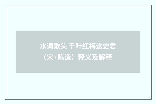 水调歌头 千叶红梅送史君（宋·陈造）释义及解释