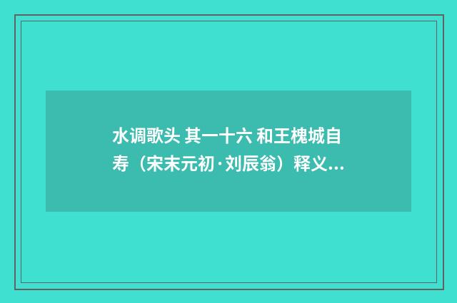 水调歌头 其一十六 和王槐城自寿（宋末元初·刘辰翁）释义及解释