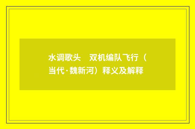 水调歌头　双机编队飞行（当代·魏新河）释义及解释