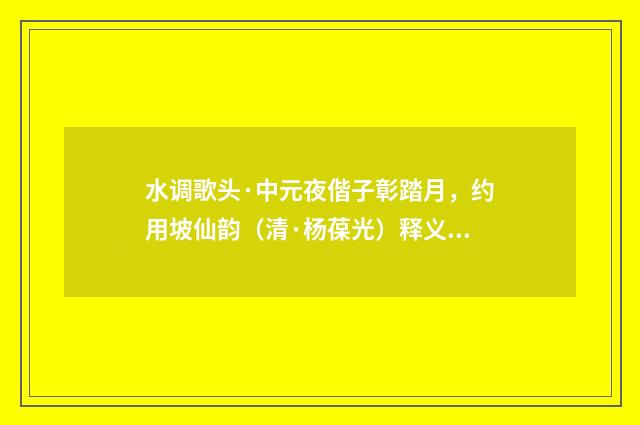 水调歌头·中元夜偕子彰踏月，约用坡仙韵（清·杨葆光）释义及解释