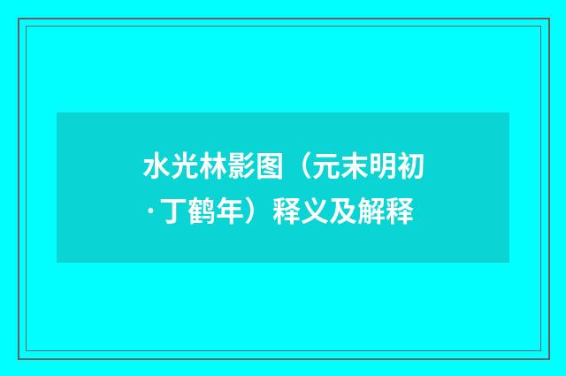 水光林影图（元末明初·丁鹤年）释义及解释