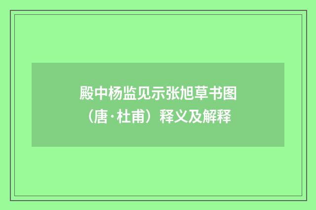殿中杨监见示张旭草书图（唐·杜甫）释义及解释