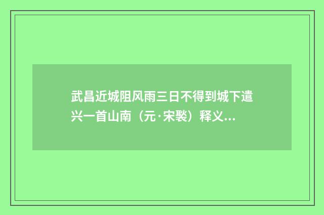 武昌近城阻风雨三日不得到城下遣兴一首山南（元·宋褧）释义及解释