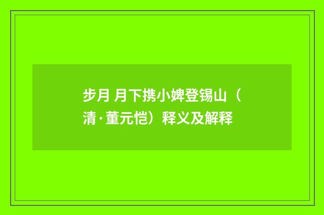 步月 月下携小婢登锡山（清·董元恺）释义及解释