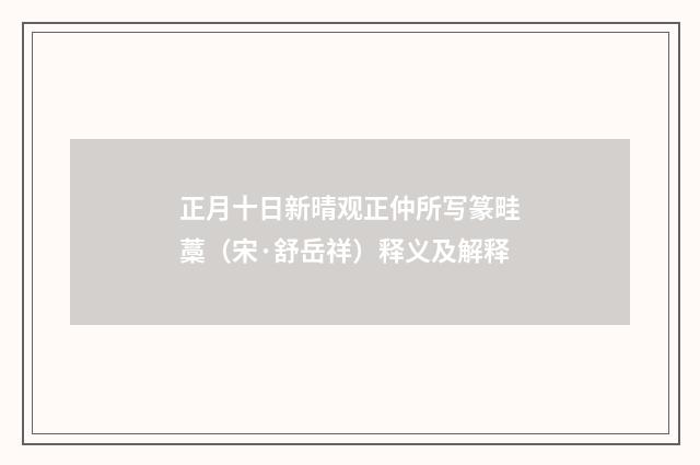 正月十日新晴观正仲所写篆畦藁（宋·舒岳祥）释义及解释