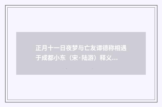 正月十一日夜梦与亡友谭德称相遇于成都小东（宋·陆游）释义及解释