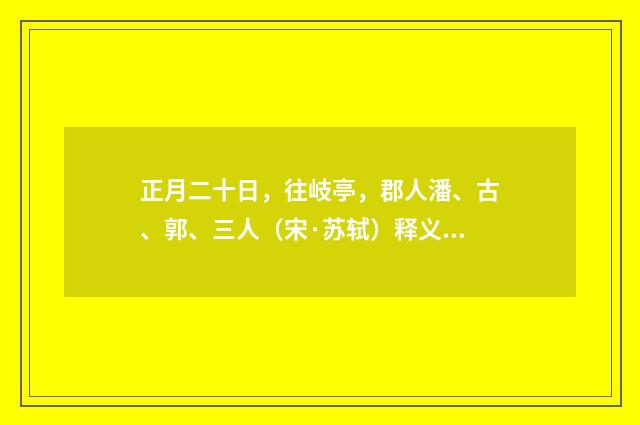正月二十日，往岐亭，郡人潘、古、郭、三人（宋·苏轼）释义及解释