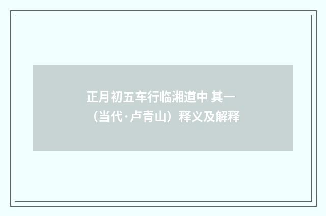 正月初五车行临湘道中 其一（当代·卢青山）释义及解释