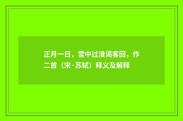 正月一日，雪中过淮谒客回，作二首（宋·苏轼）释义及解释